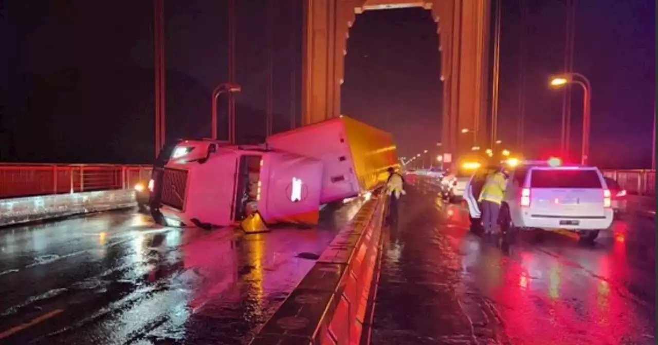 Update: High winds topple big rig on Golden Gate Bridge