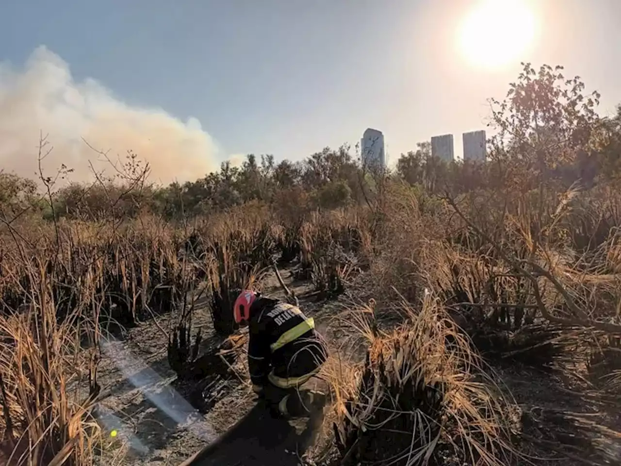 Incendio en la Reserva Ecológica: bomberos trabajaron toda la noche y se sumó un helicóptero