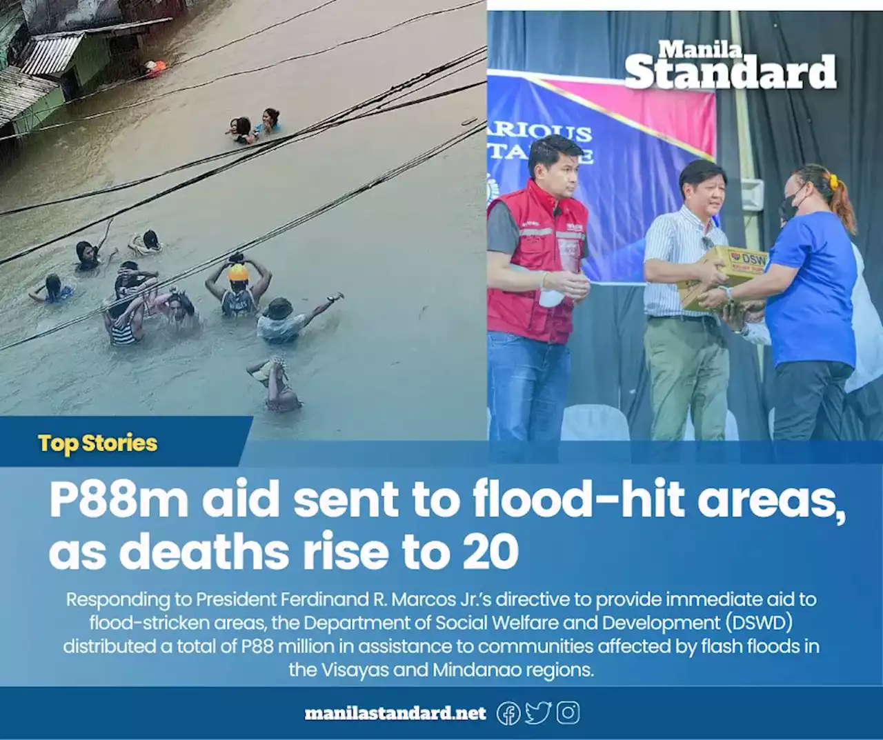 P88m aid sent to flood-hit areas, as deaths rise to 20