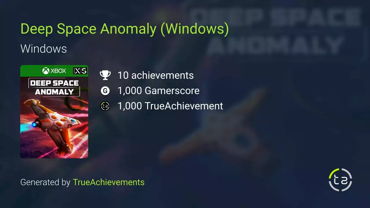 Deep Space Anomaly (Windows) Achievements