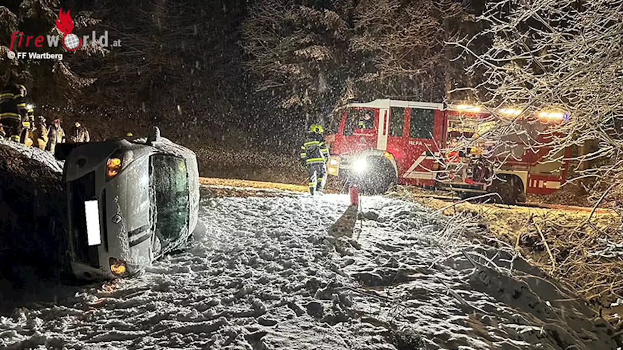 Stmk: Winterliche Fahrzeugbergung in Wartberg