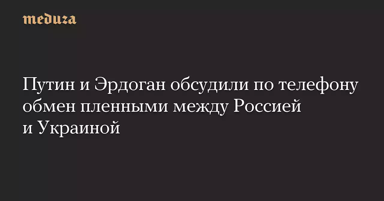 Путин и Эрдоган обсудили по телефону обмен пленными между Россией и Украиной — Meduza