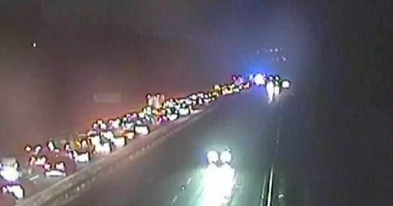 All traffic stopped with heavy congestion on M66 due to crash