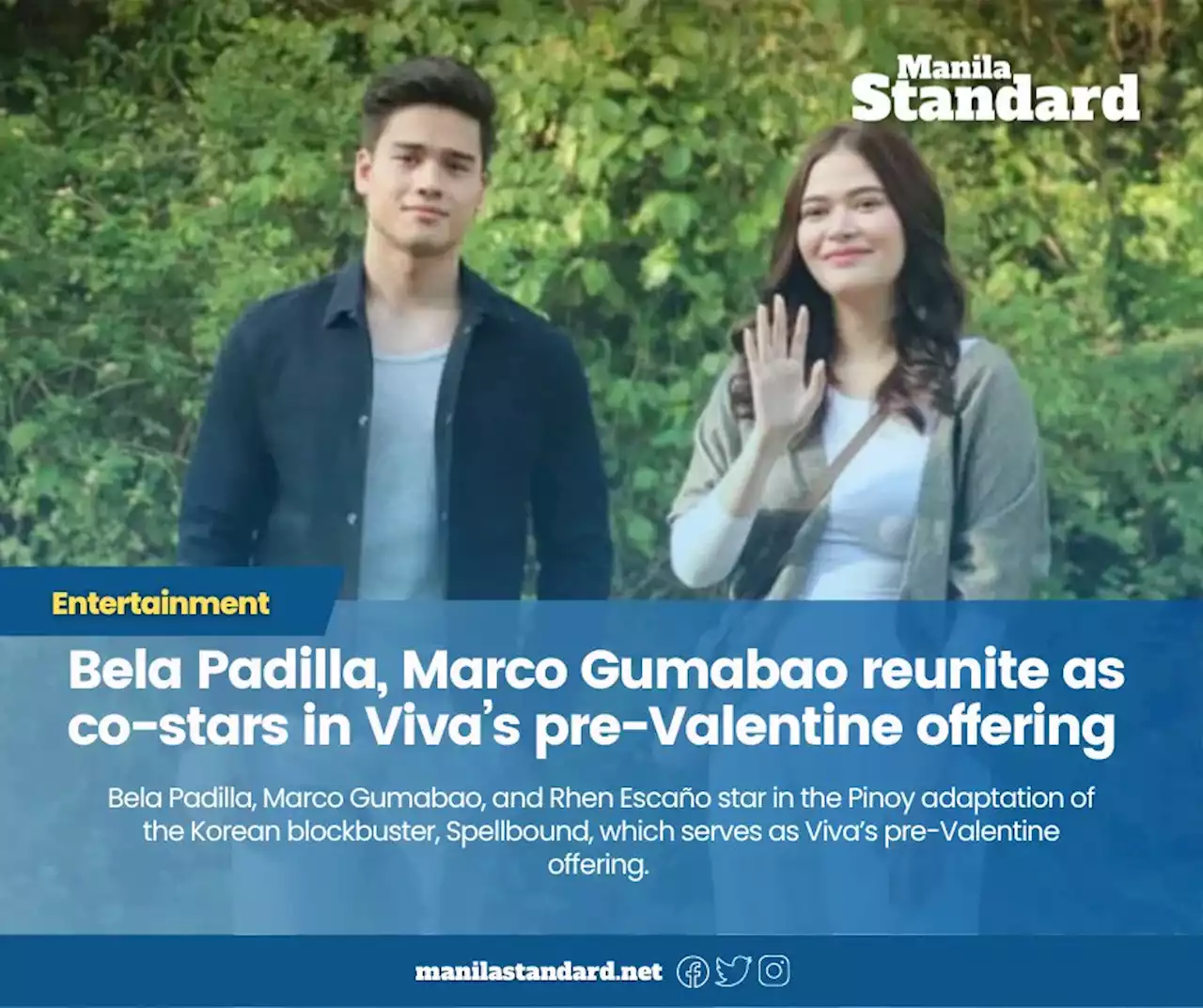 Bela Padilla, Marco Gumabao reunite as co-stars in Viva’s pre-Valentine offering