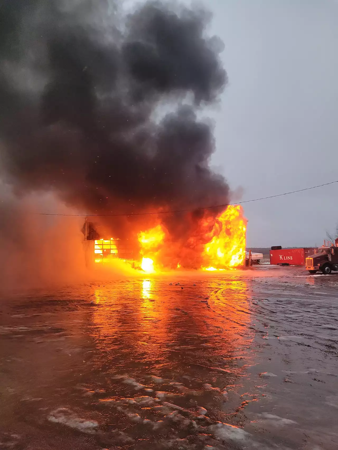 Fire in Abram-Village destroys commercial building, three large trucks | SaltWire