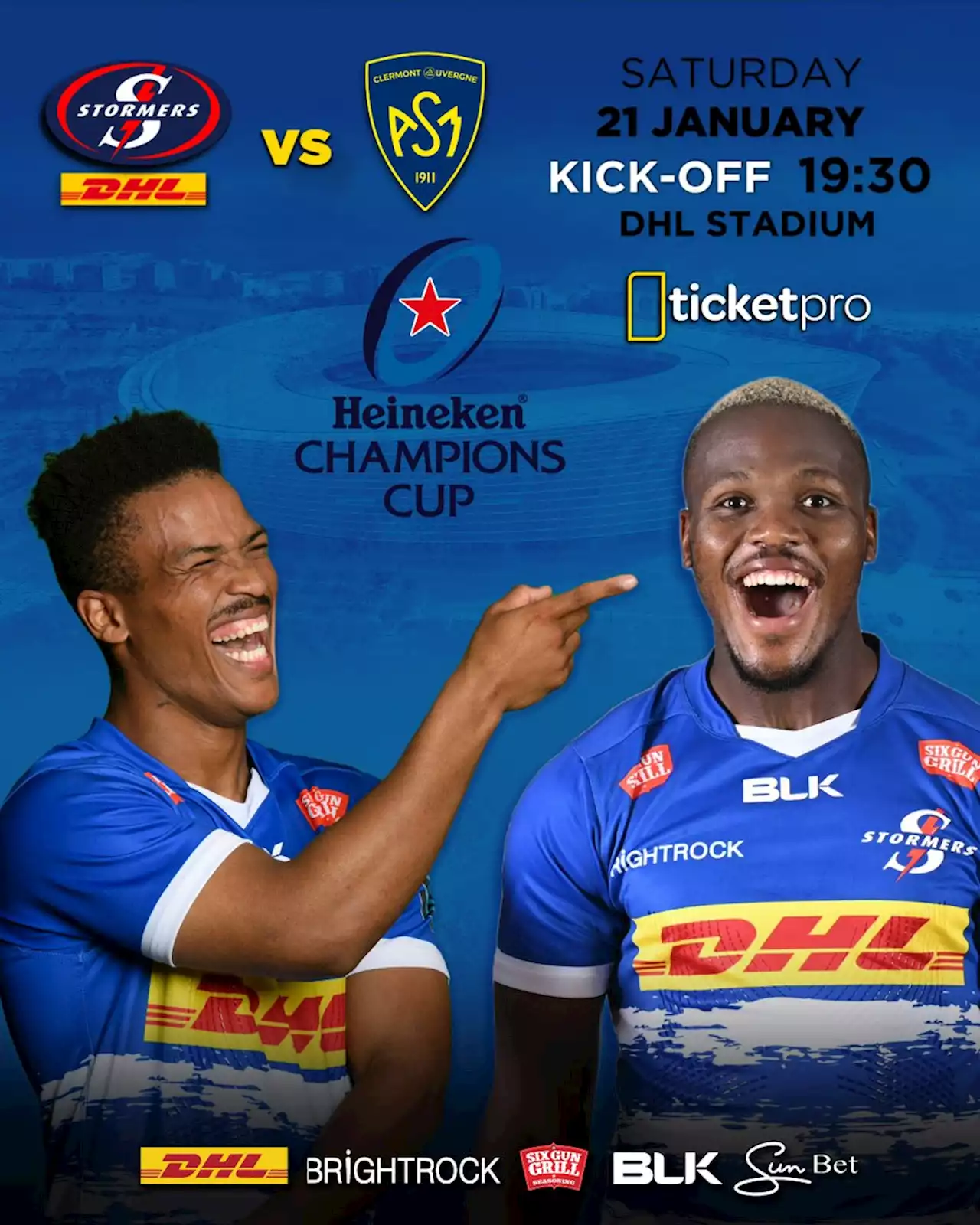 Ticketpro - DHL Stormers vs ASM Clermont Auvergne - 21st of January 2023 -