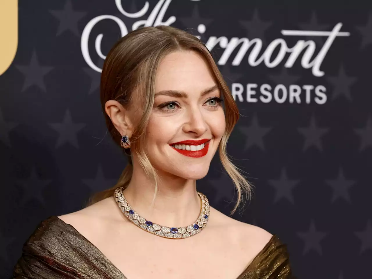 Amanda Seyfried Almost Had a Free-the-Nipple Moment in Her Gold Dior Dress at Critics Choice Awards