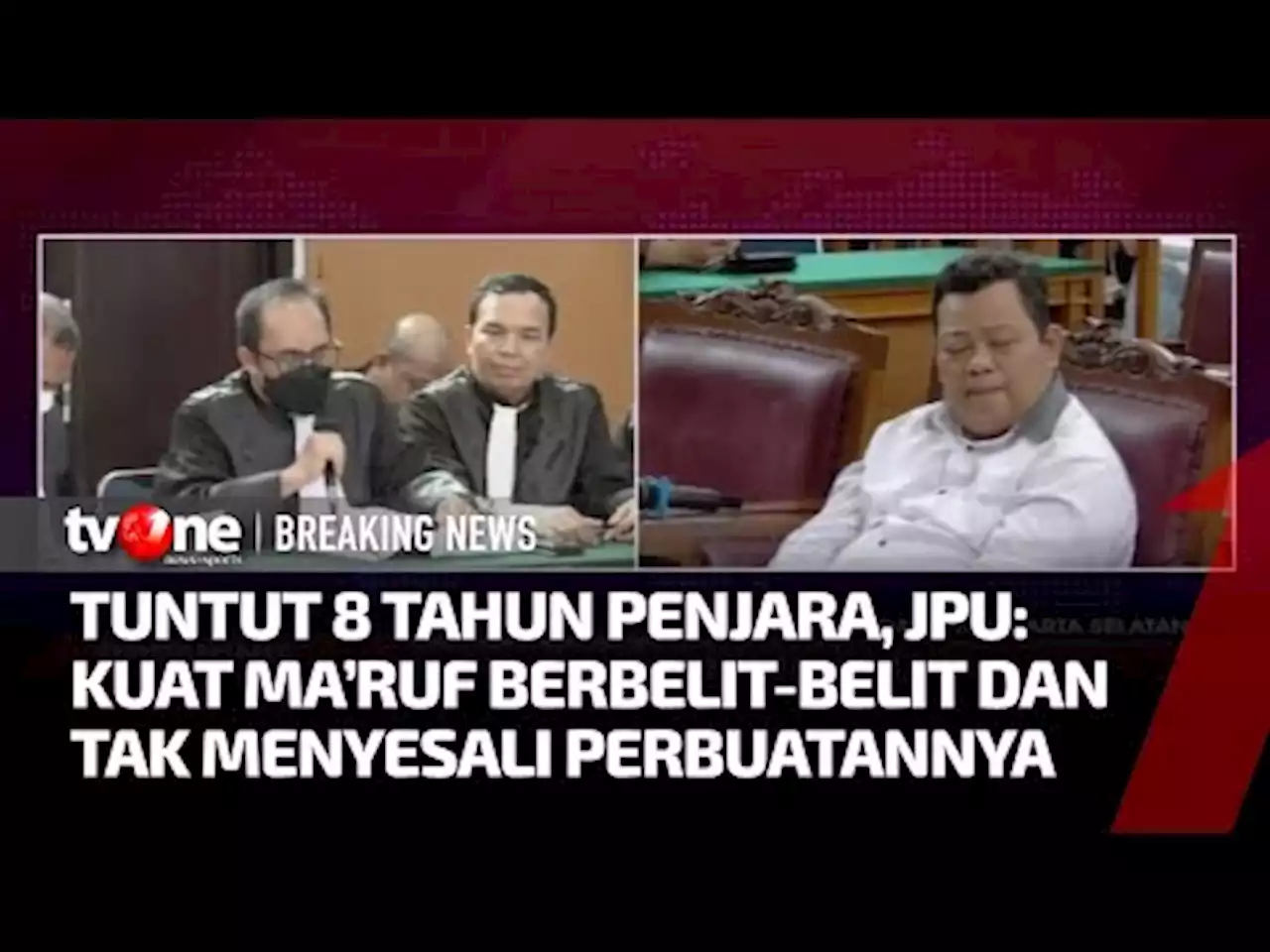 JPU Tuntut Kuat Ma'ruf 8 Tahun Penjara Dalam Kasus Pembunuhan Berencana Brigadir J - tvOne