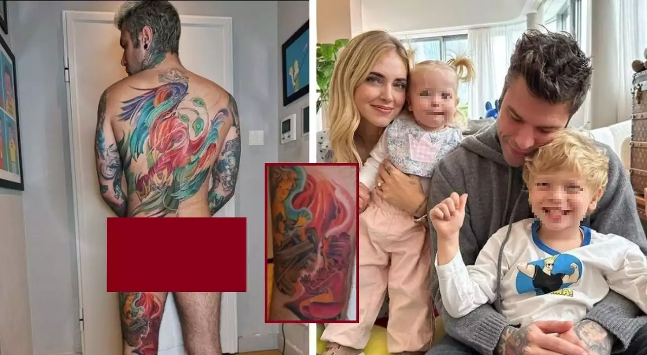 Fedez, cosa significa il nuovo tatuaggio: la dedica ai figli dopo la malattia. «La fenice dal fuoco di Leo e Vittoria»