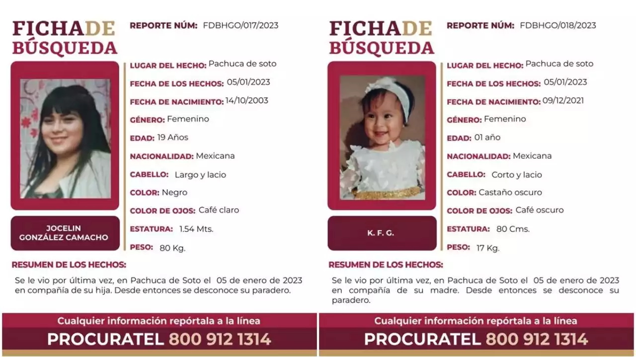 Buscan a Jocelín y su hija Kimberli de un año, desaparecieron en Pachuca