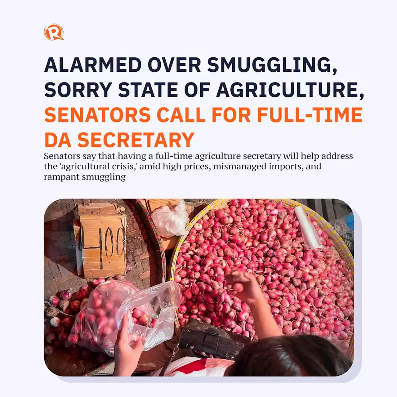 Alarmed over smuggling, sorry state of agriculture, senators call for full-time DA secretary