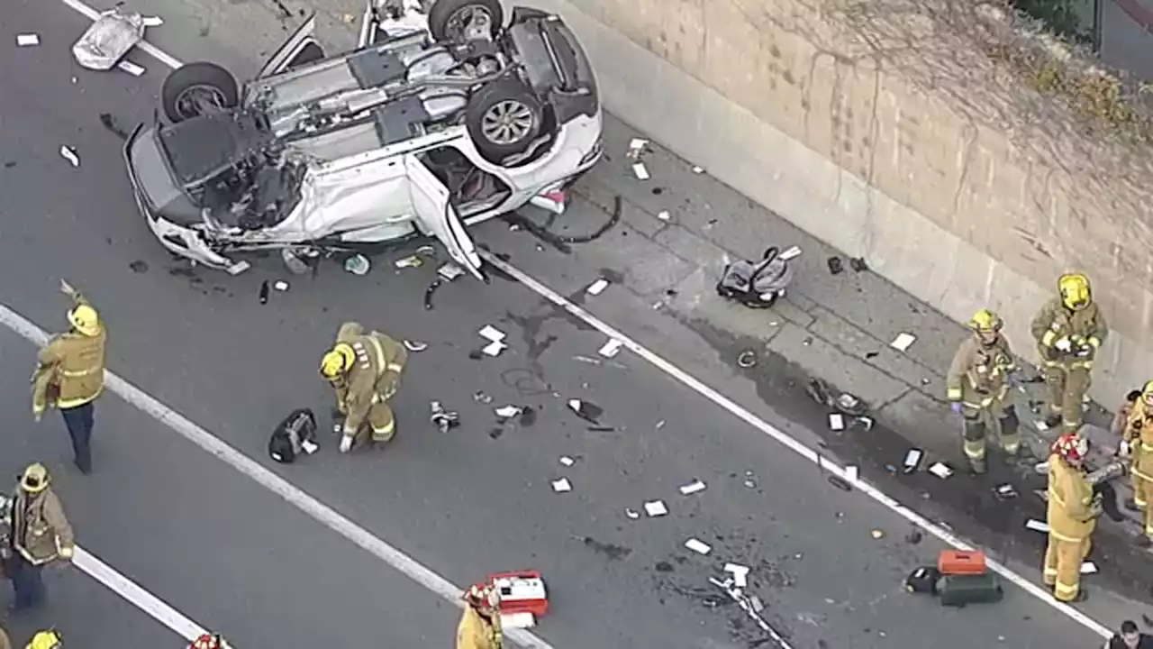 1-month-old girl dies after rollover collision on 101 Freeway in Valley Village, CHP says