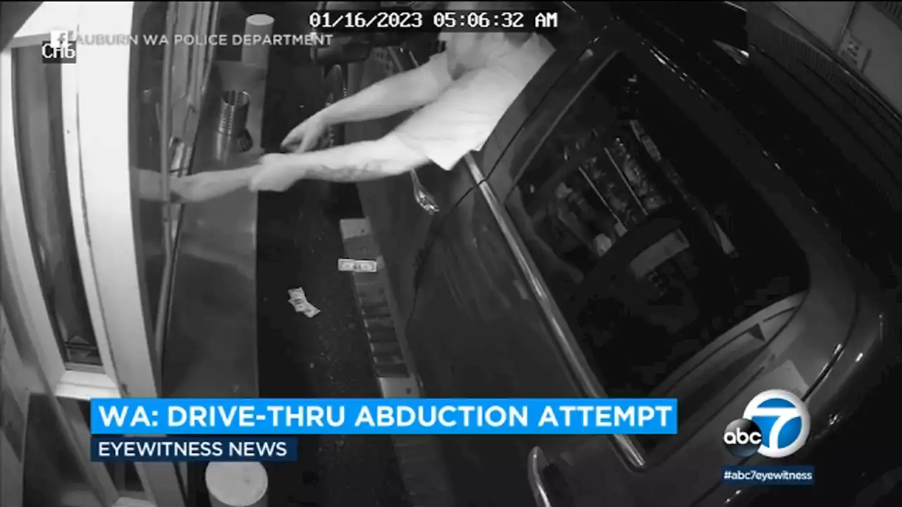 Video shows man allegedly trying to kidnap barista through drive-thru window; arrest made