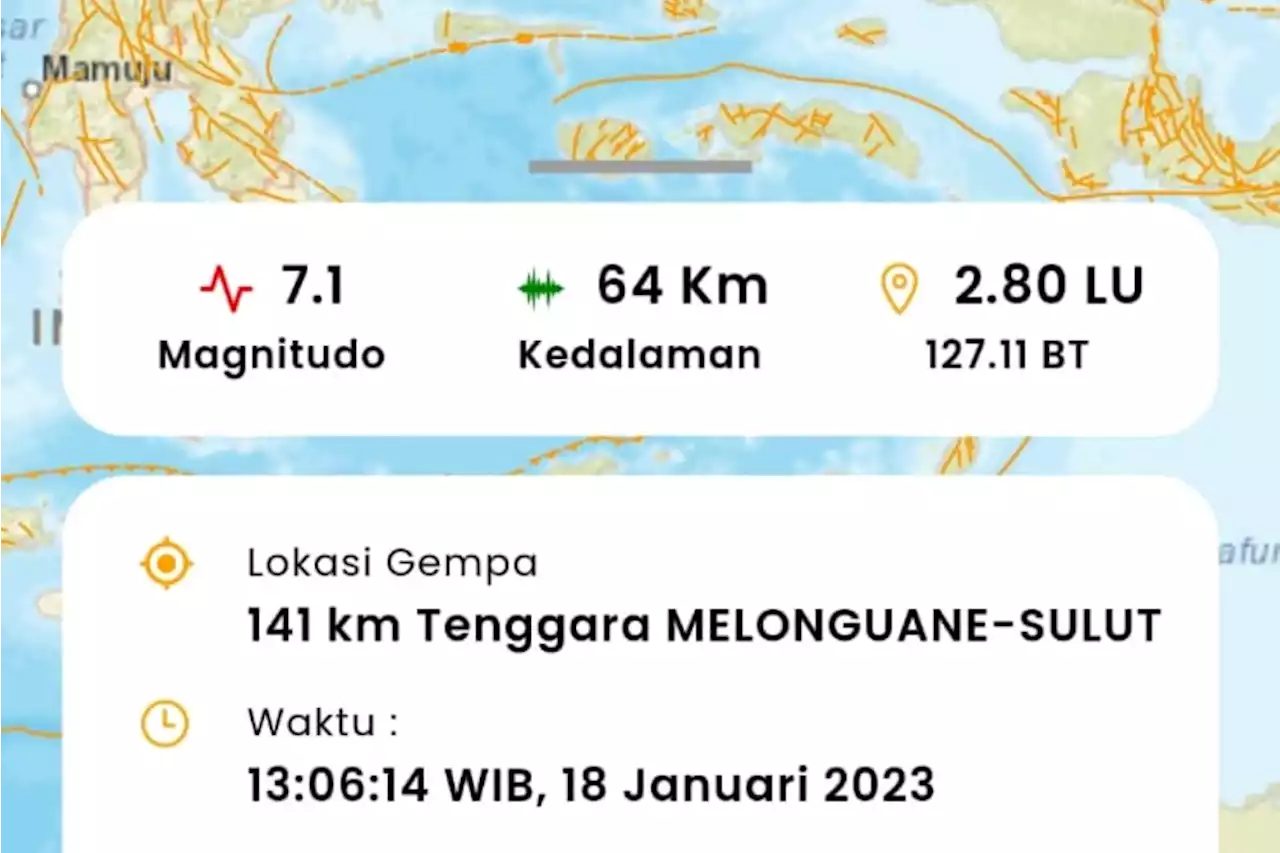 BMKG: Dua Gempa Susulan M5,3 dan M4,6 Guncang Melonguane Sulut