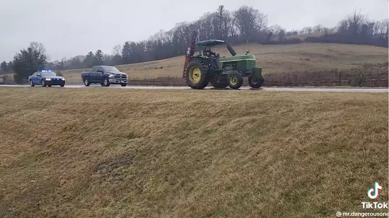 Man in stolen tractor leads police on hours-long chase, hitting a dumpster and a church: 'What a day'