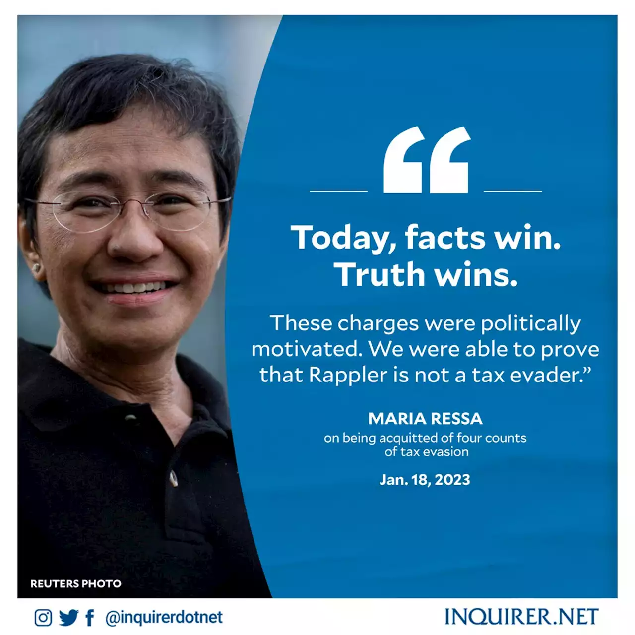 Rappler, Maria Ressa acquitted of tax evasion charge