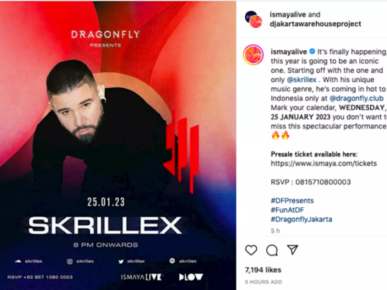 Skrillex Sambangi Jakarta akhir Januari 2023