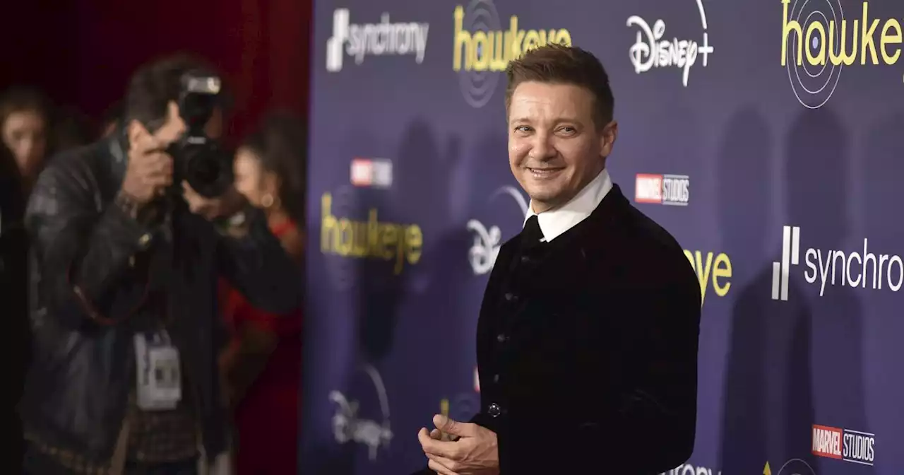 Jeremy Renner is out of the hospital and watching himself on TV at home with family