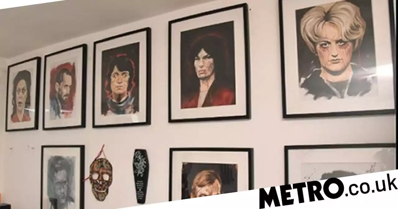 Eerie rogues' gallery of serial killers in bedroom where woman stabbed boyfriend