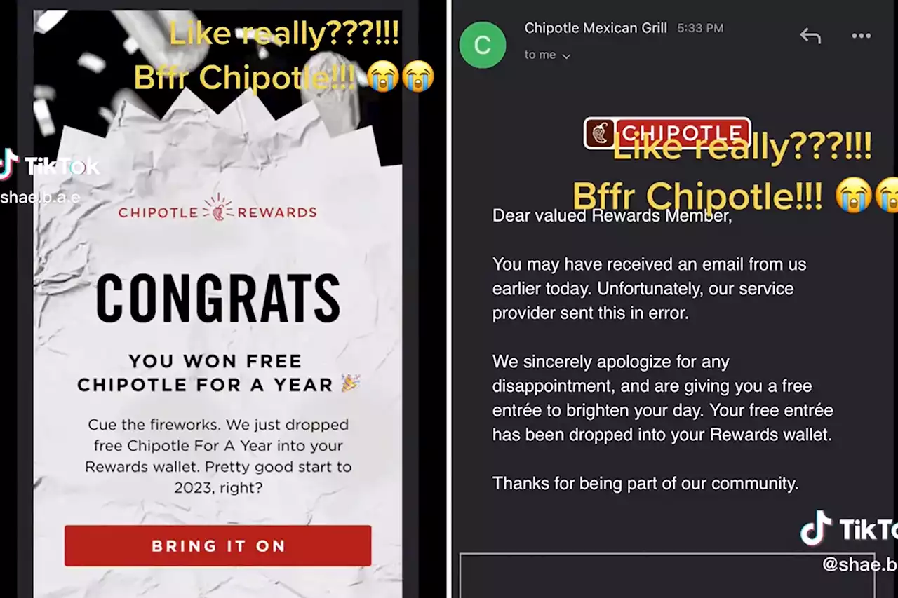 Chipotle said I won free food for a year — then they took back the offer