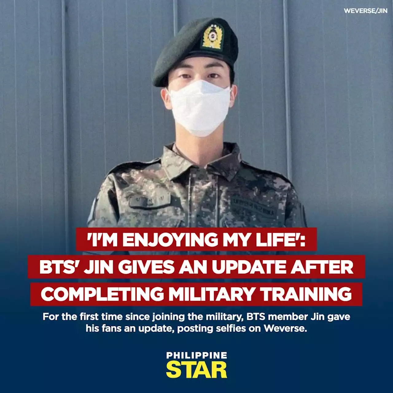 'I'm enjoying my life': BTS' Jin gives an update after completing military training