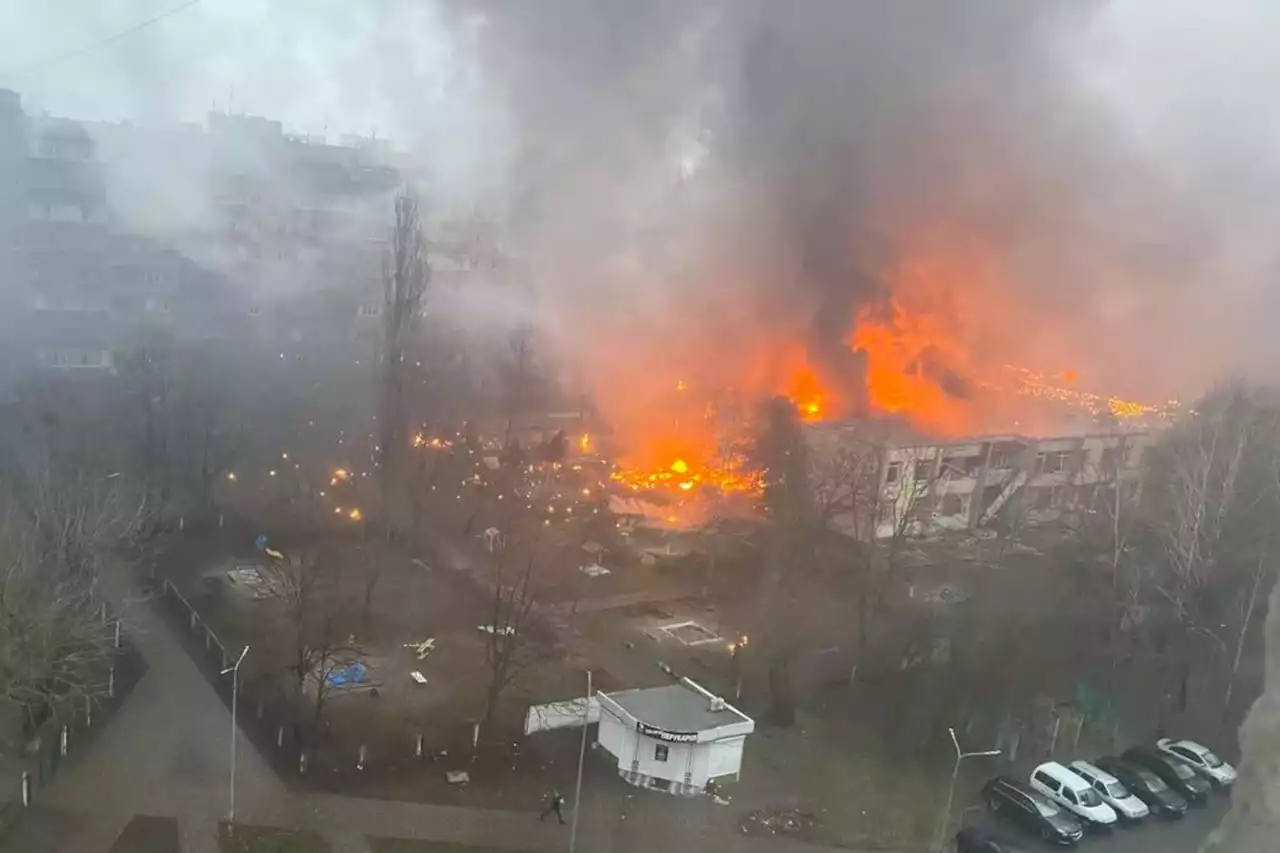 'Five injured' after aircraft crashes near Kyiv nursery sparking blaze