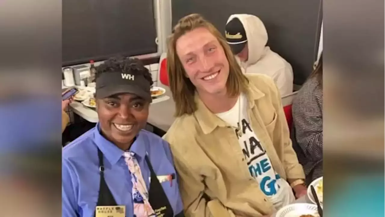 Patrick Mahomes on Trevor Lawrence celebrating at a Waffle House