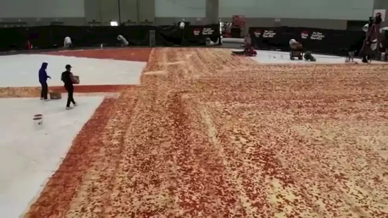 Pizza Hut creates 14,000-square-foot 'Big New Yorker' pie to break record for world's largest pizza