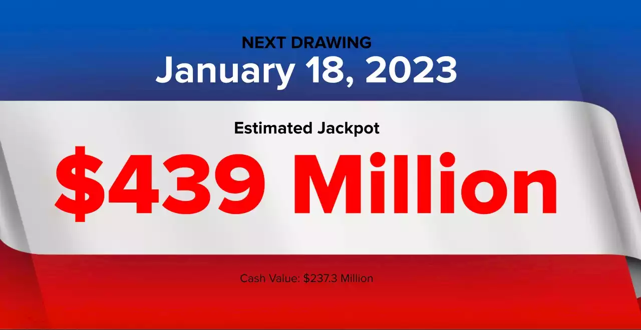 Powerball winning numbers for Wednesday, Jan. 18, 2023; jackpot $439 million