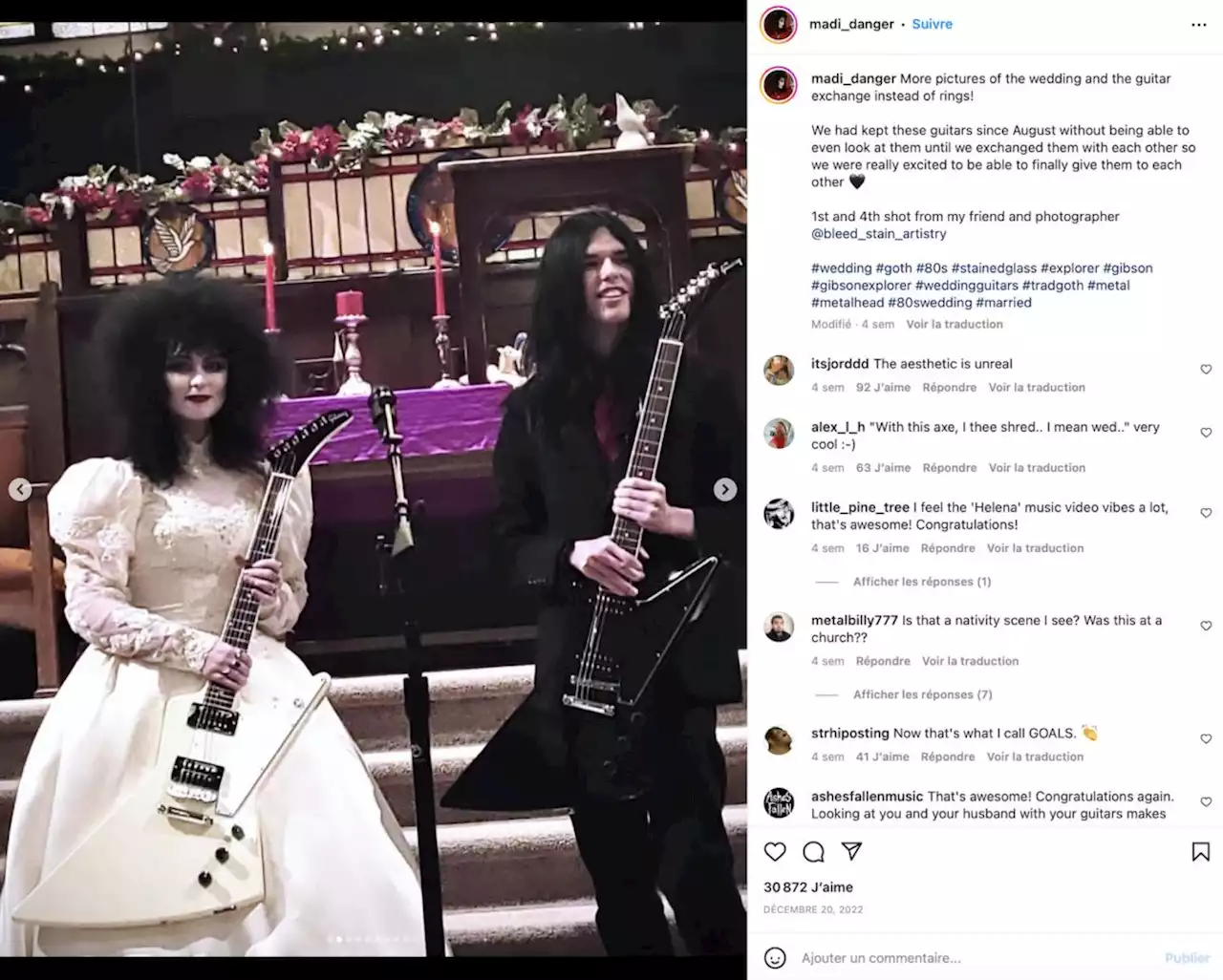 Plus rock'n roll que jamais ils s'échangent un objet insolite à leur mariage