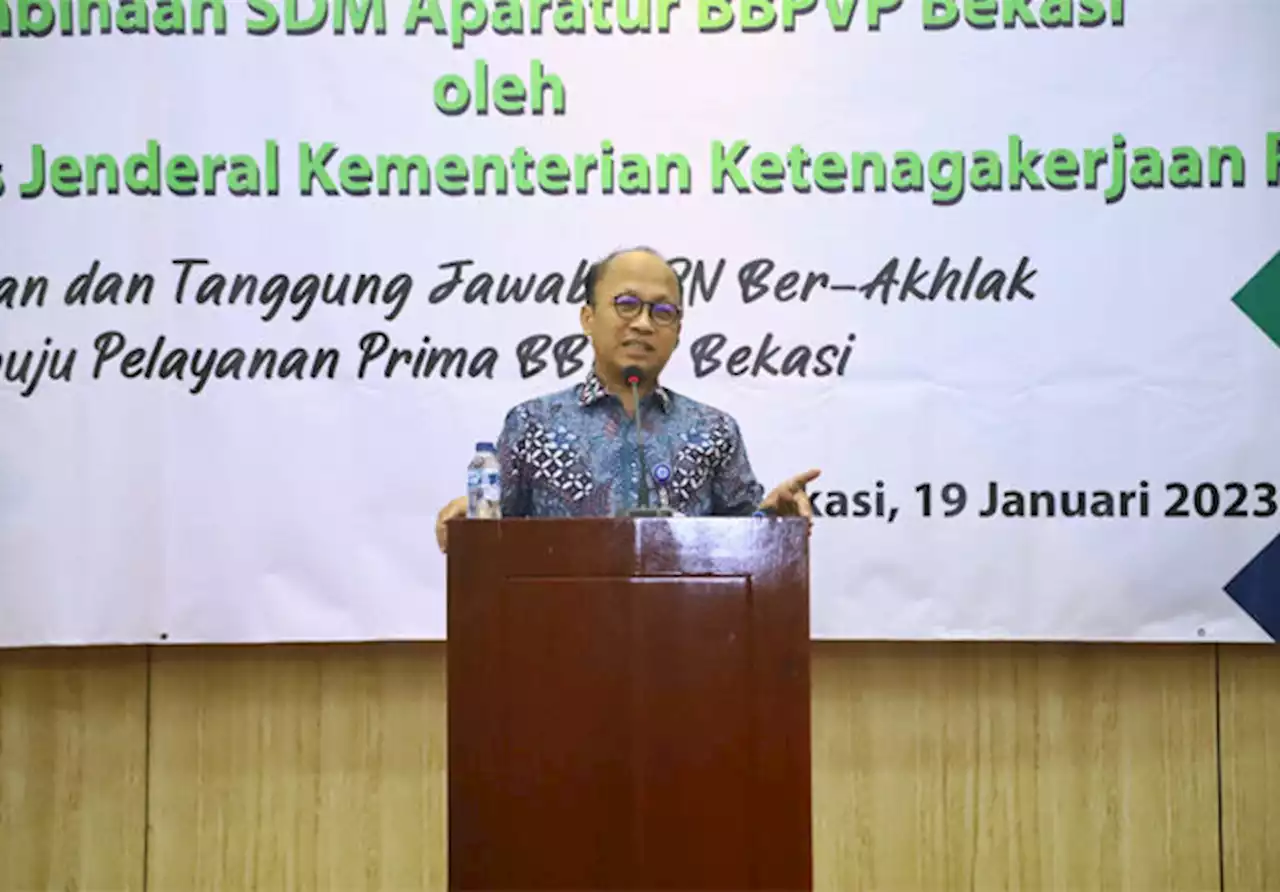 Sekjen Kemnaker: ASN BBPVP Bekasi Harus Pahami Core Value BerAKHLAK