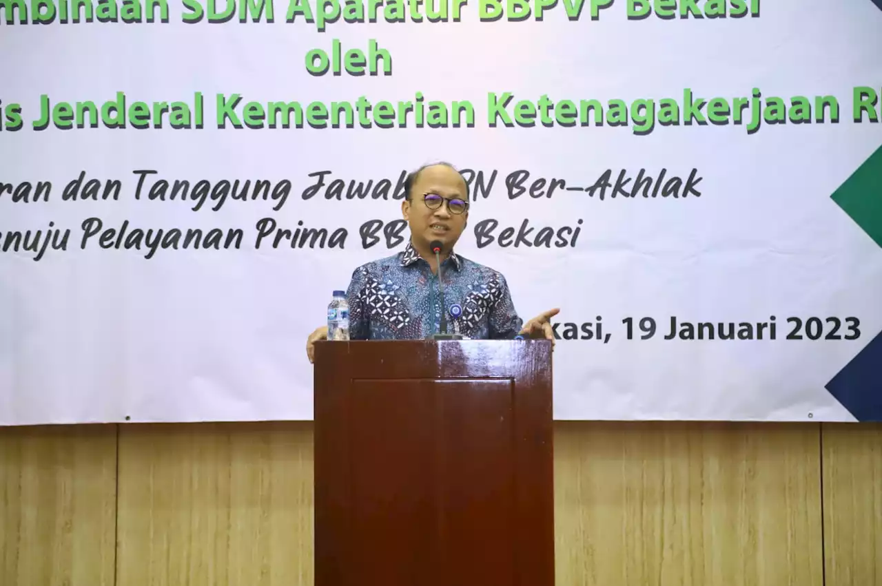 Sekjen Kemnaker Anwar Sanusi Tekankan ASN BBPVP Bekasi Memahami Core Value BerAKHLAK