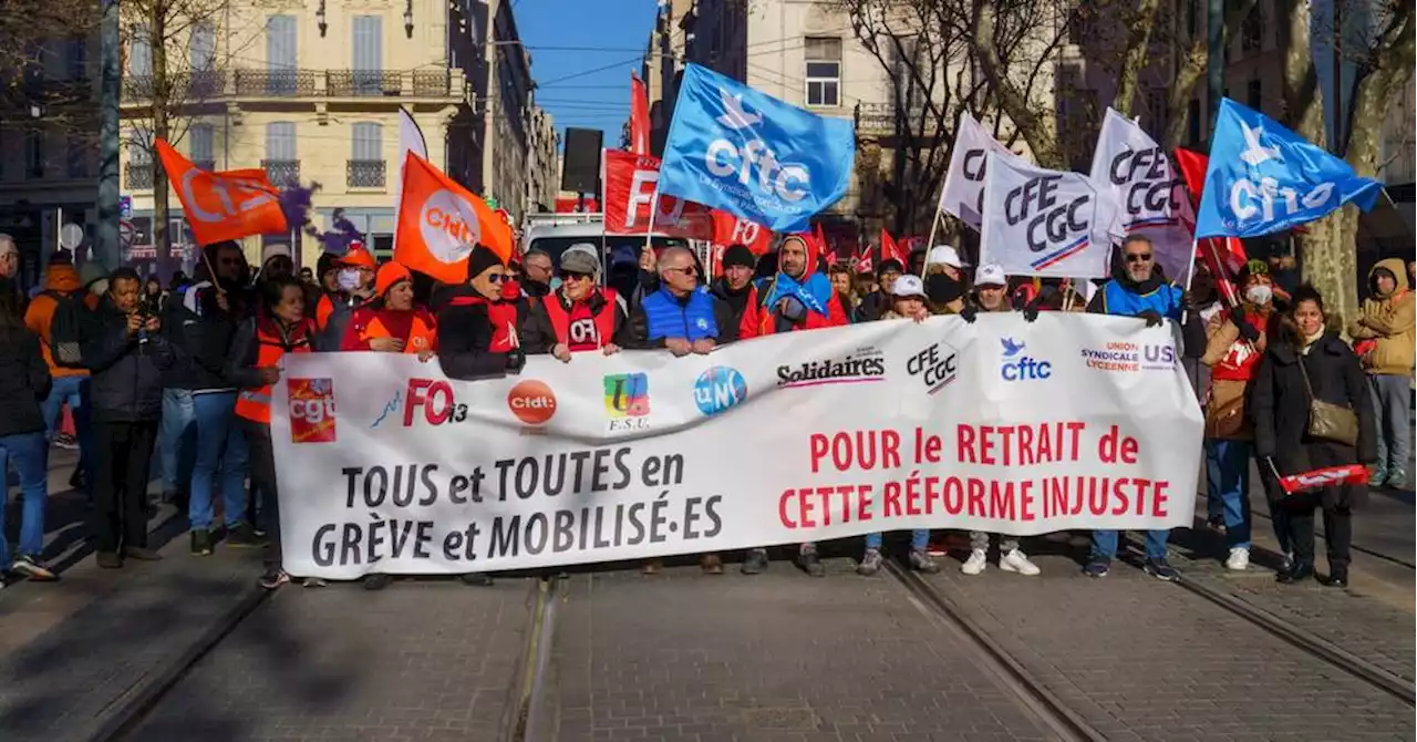 Réforme des retraites : 145 000 manifestants à Marseille selon les syndicats, 26 000 selon la police