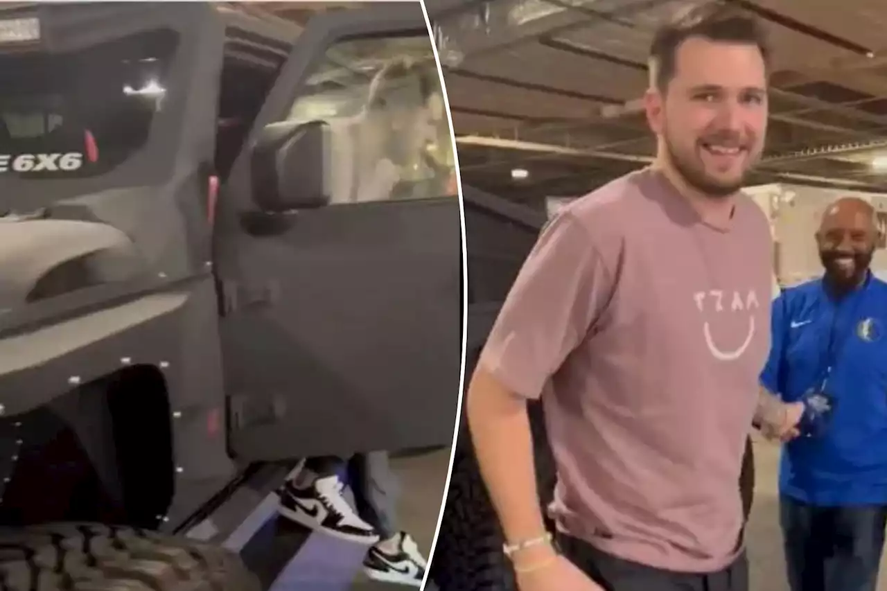 Luka Doncic shows up in six-wheel tank before Mavericks-Hawks game