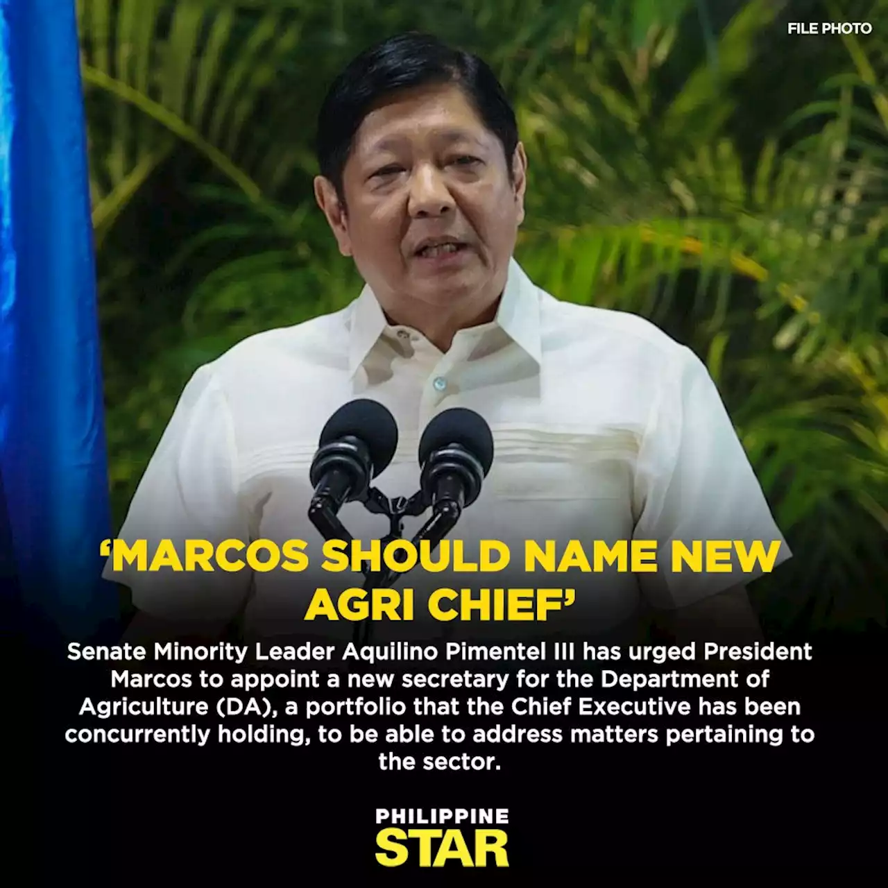 ‘Marcos Should Name New Agri Chief’ | OneNews.PH