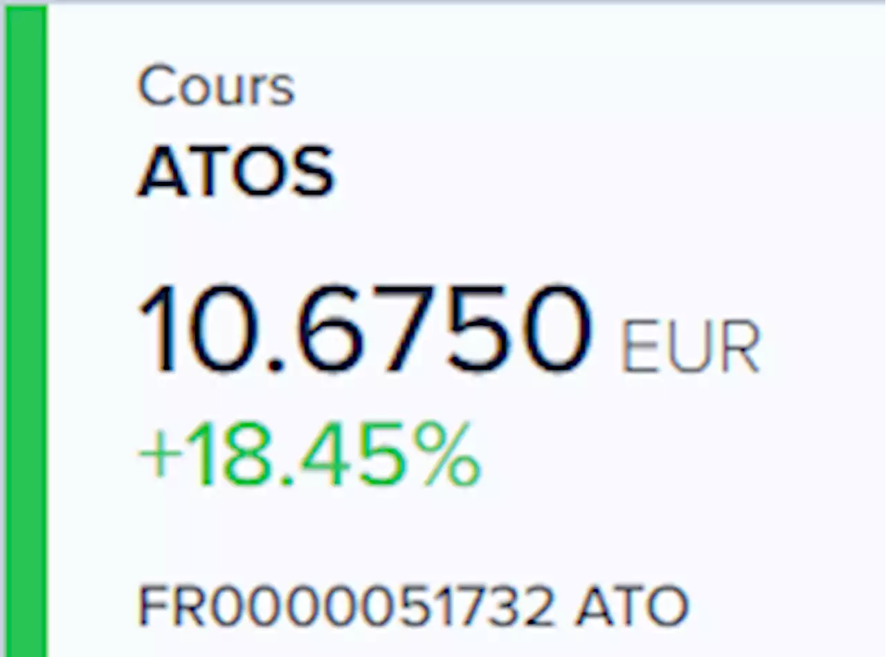 La valeur du jour \u00e0 Paris - Atos bondit en bourse, sa filiale Evidian dans l'oeil d'Airbus