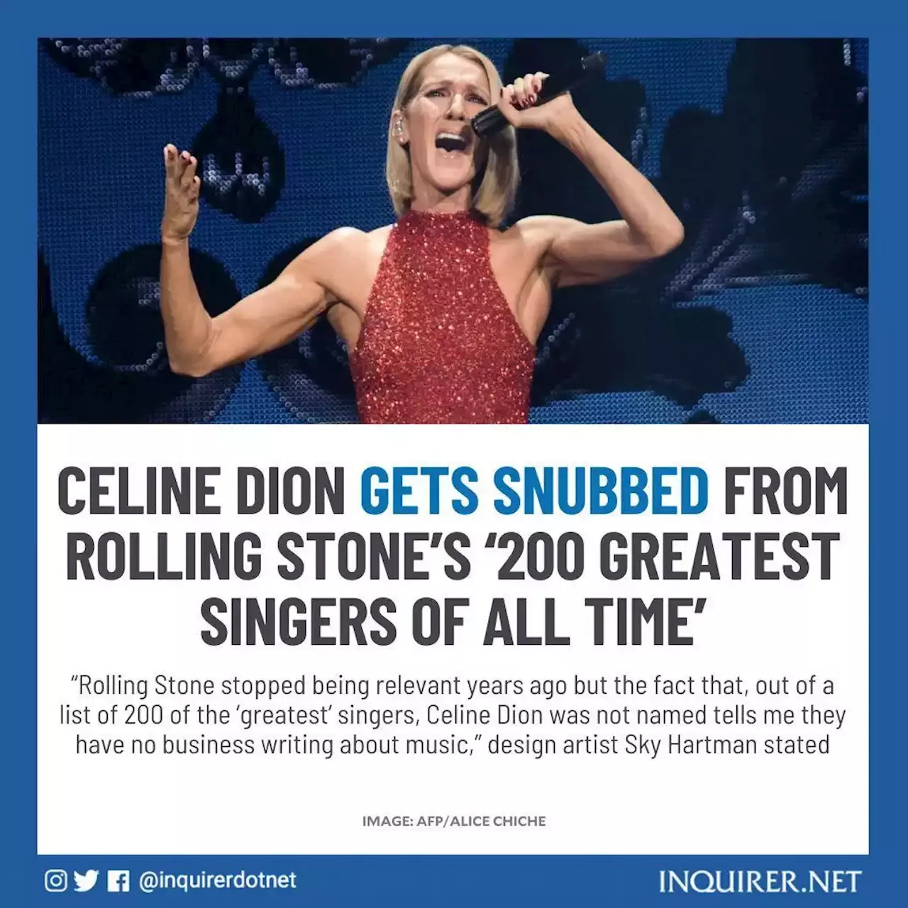 Celine Dion gets snubbed from Rolling Stone’s ‘200 Greatest Singers of All Time’