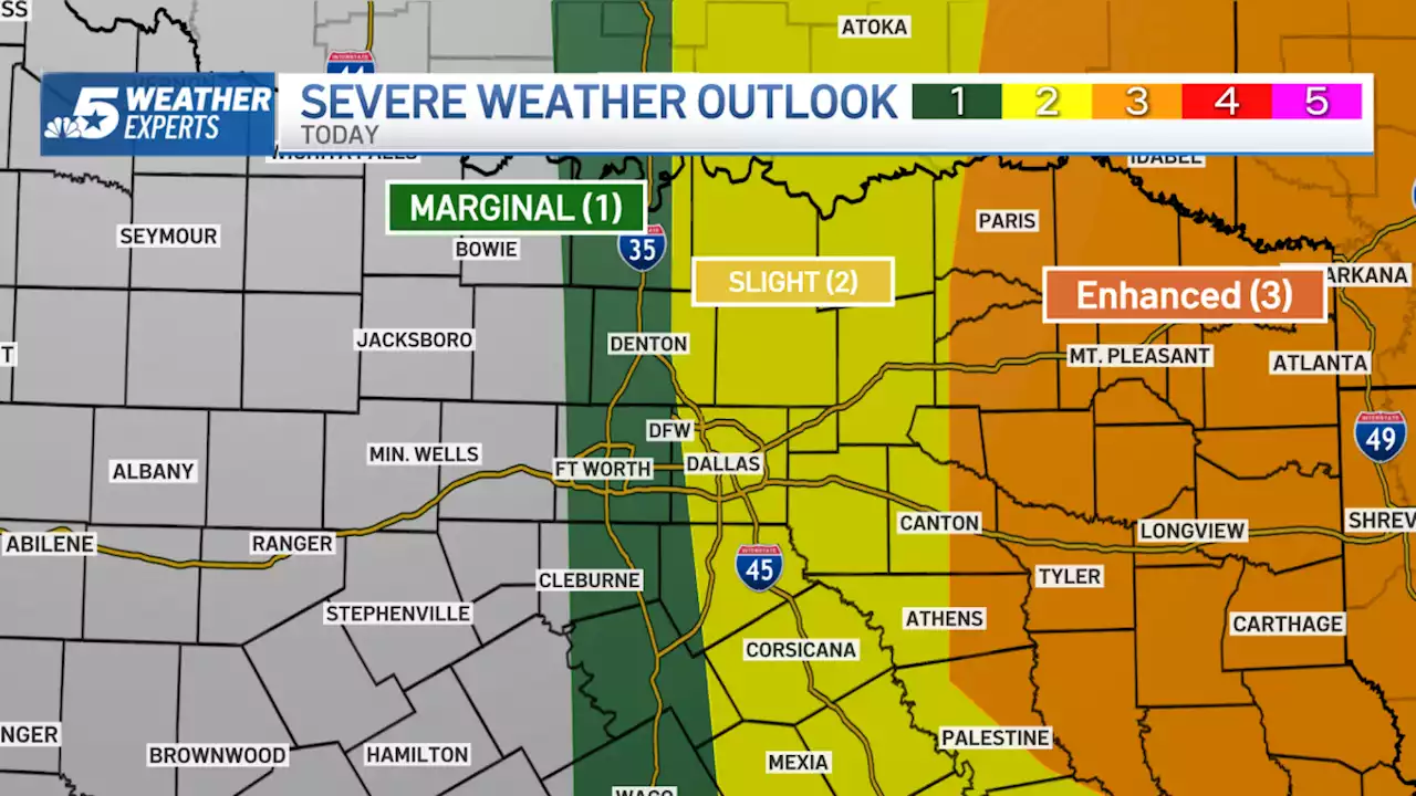 LIVE RADAR: Severe Weather Threat Shifts West, Eastern Counties Under 'Slight' Risk