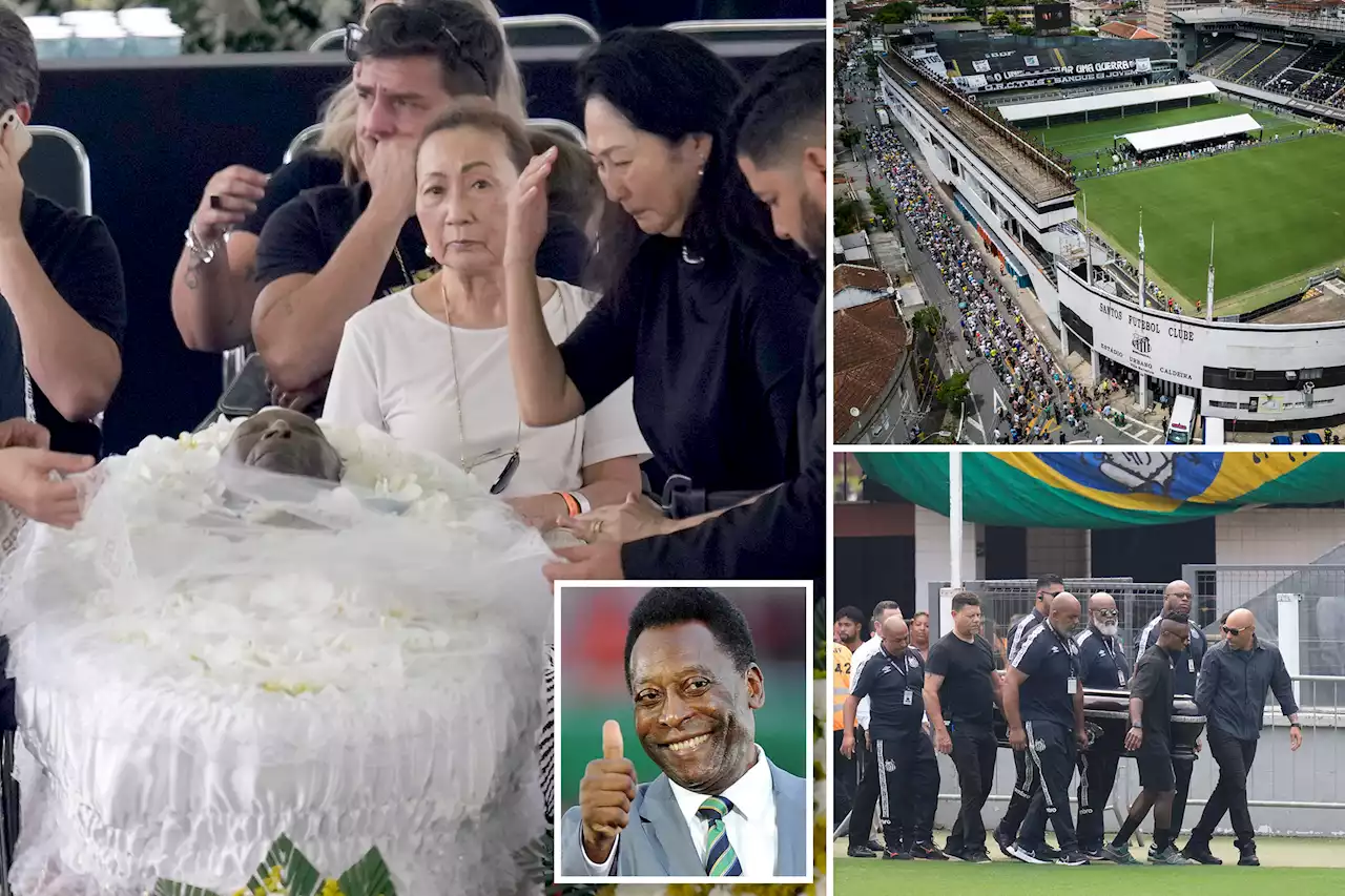 Pelé’s wife, fans mourn Brazilian soccer legend at Santos stadium