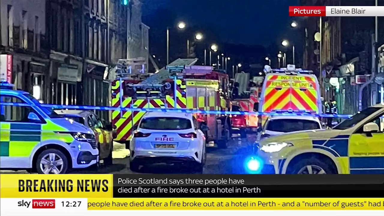 Three people die in hotel fire in Perth, Scotland