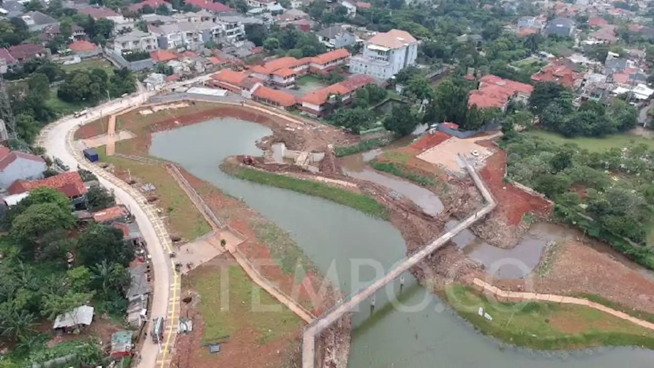 Foto Udara Pembangunan Waduk Lebak Bulus yang Hampir Rampung