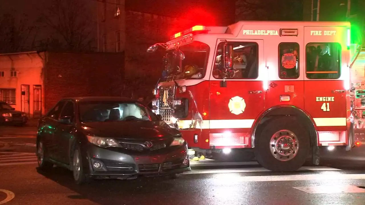 Fire engine damaged in collision with vehicle in West Philadelphia