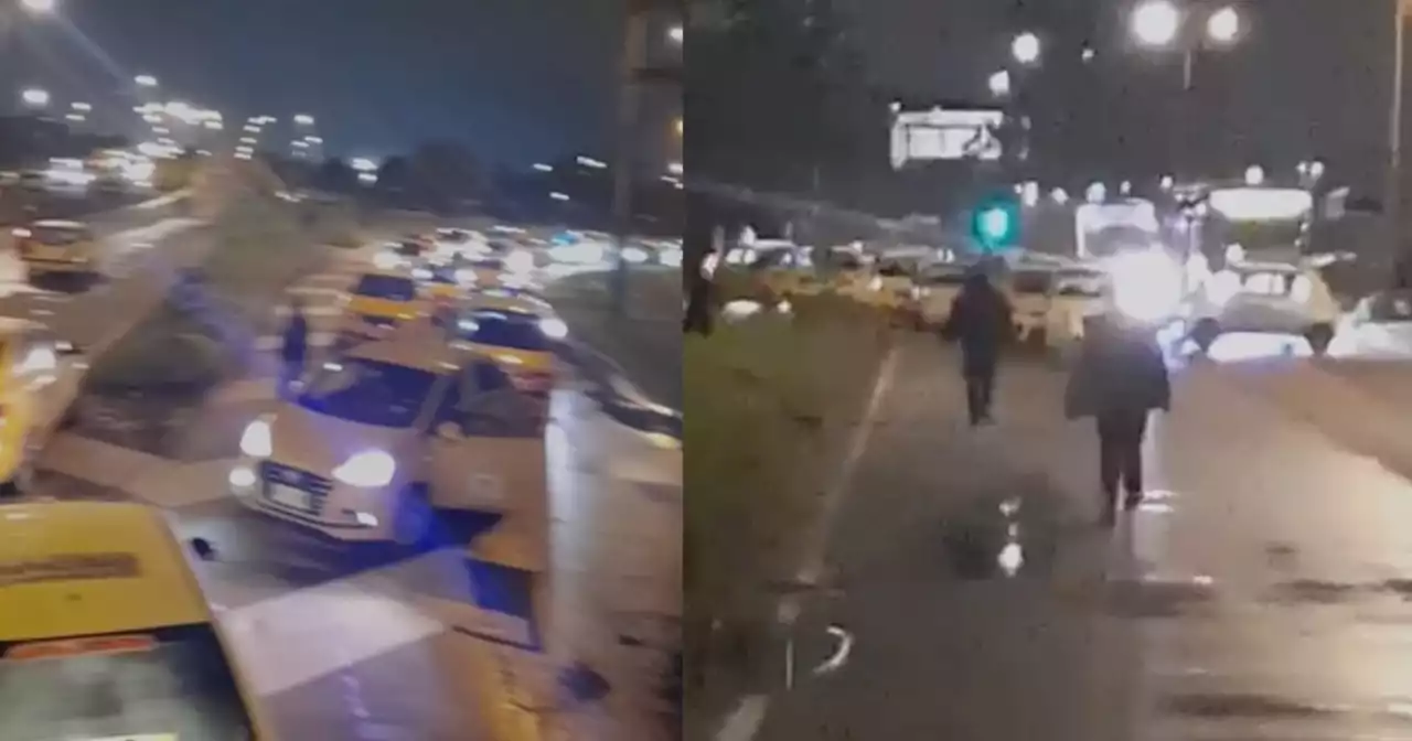 Taxistas madrugaron a bloquear la calle 26 en Bogotá