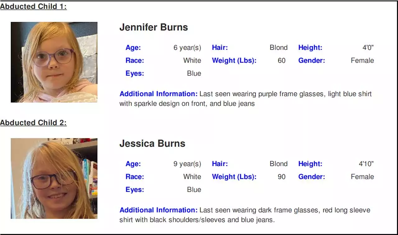 Amber Alert issued for missing Texas girls Jennifer and Jessica Burns