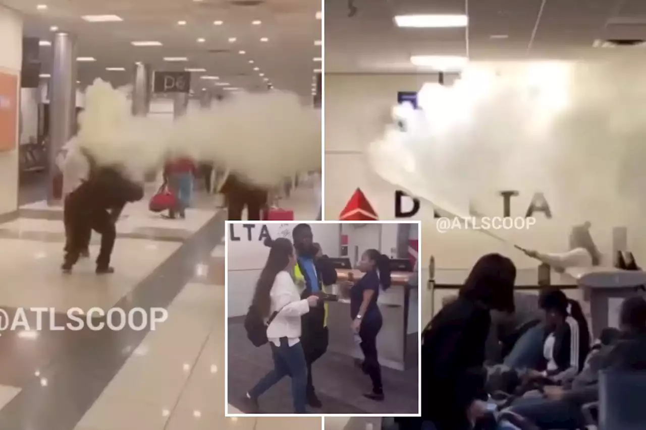 Woman arrested at Atlanta airport for spraying fire extinguisher at employees