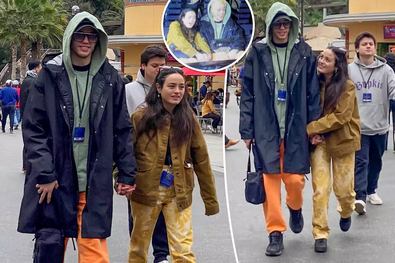 Pete Davidson and Chase Sui Wonders hold hands during Universal Studios date