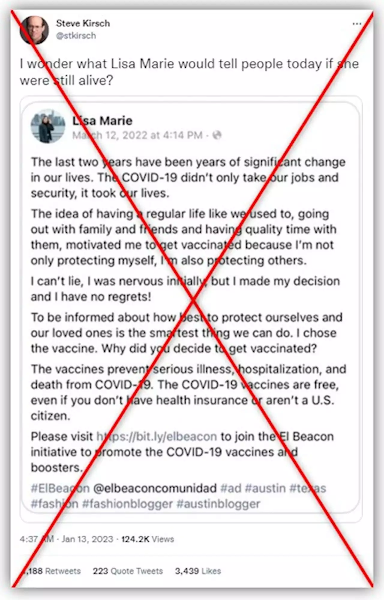 Venezuelan stylist, not Lisa Marie Presley, authored pro-vaccine post