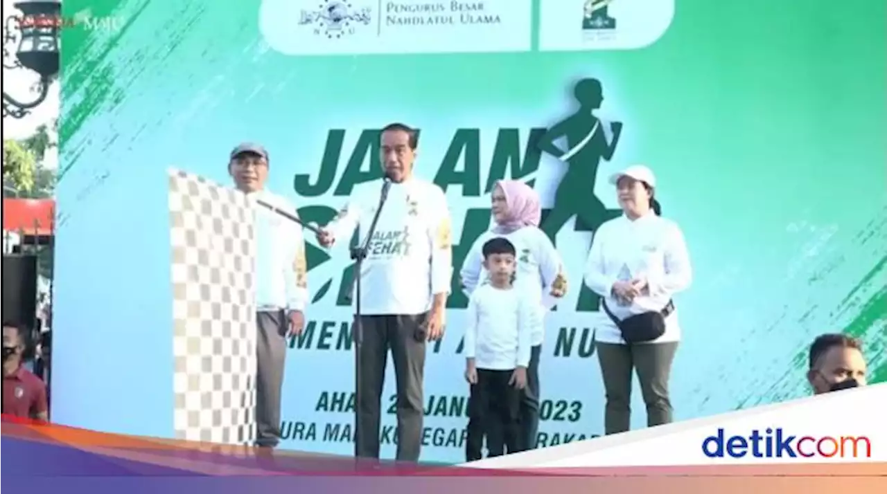 Jokowi Jalan Sehat 1 Abad NU di Solo Bareng Puan hingga Ganjar