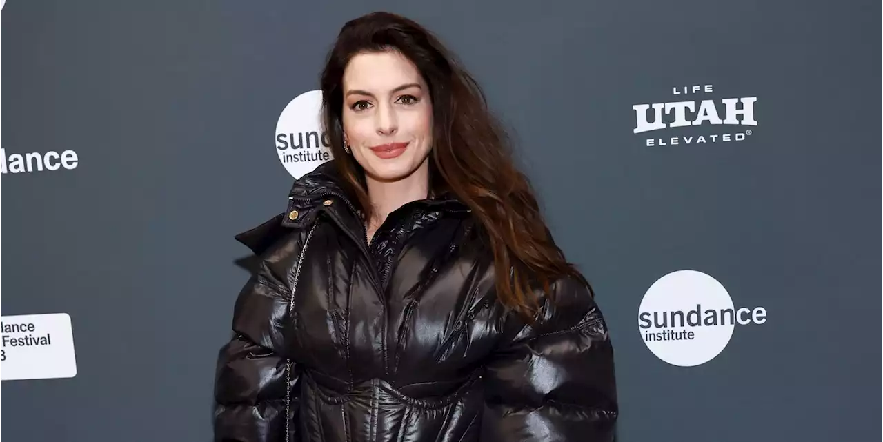 Anne Hathaway Looks Gorgeous in a Corseted Puffer Coat at Sundance