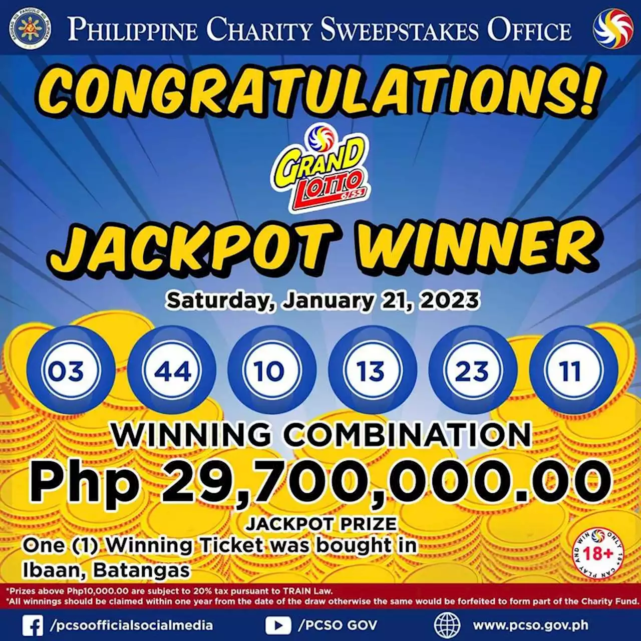 Bettor from Batangas is this week's 4th lotto millionaire — PCSO